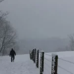 person in black jacket walking on snow covered field during daytime