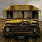 abandoned yellow school bus on green grass field during daytime