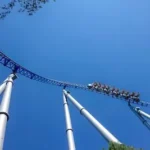 blue and white amusement ride