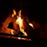 firewood burned on fireplace