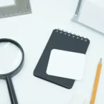 black magnifying glass on white paper