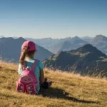girl sitting on hill