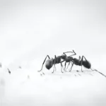 micro photography of two black ants on white panel