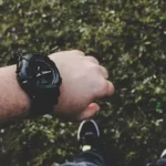 person wearing black watch