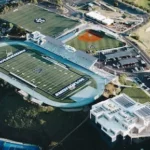 aerial view of Warriors football stadium