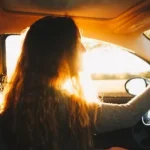 woman driving car