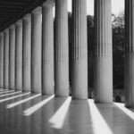 grayscale photo of a building