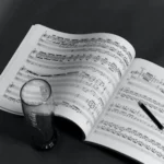 musical notes on black table